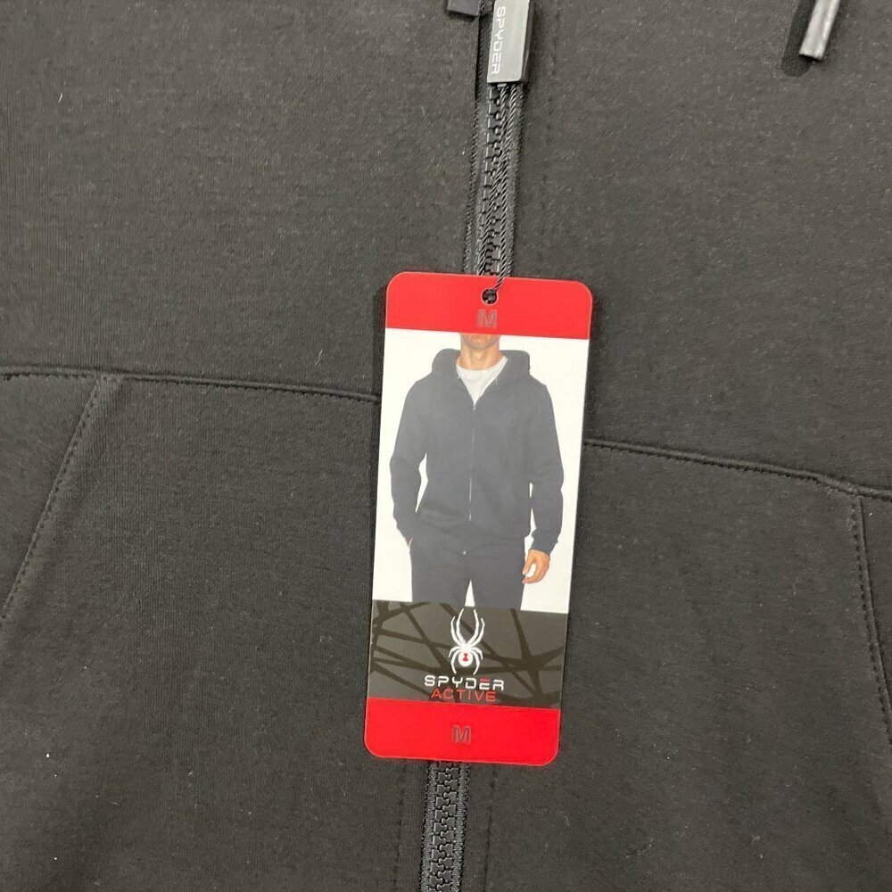 NEW Spyder Active Mens Black Full-Zip Hoodie With Logo Medium-H1102 - Picture 5 of 8